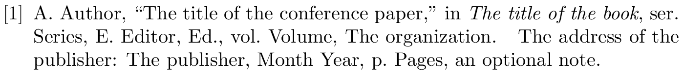 IEEEtran: example of a bibliography item for an inproceedings entry